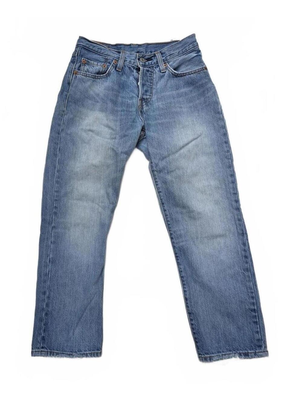 Levi's 501 Button Fly Jeans l W24 L23 Medium Wash Distressed Straight Leg